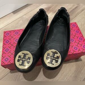Tory Burch Minnie Ballet Flats - Black Gold - Size 5.5